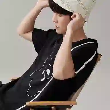 歌倩雅 圆领套头卡通动漫透气直筒微弹睡衣套装 男款 黑色