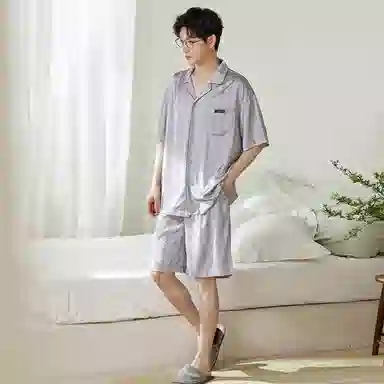 歌倩雅 凉感型薄款短袖高级感五分裤家居服夏季睡衣套装 男款 灰色