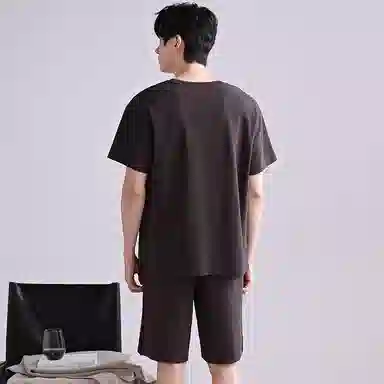 歌倩雅 舒适亲肤短袖五分裤休闲睡衣套装 男款 黑色