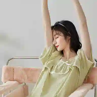 歌倩雅 纯棉甜美舒适亲肤短袖睡裙 女款 浅绿