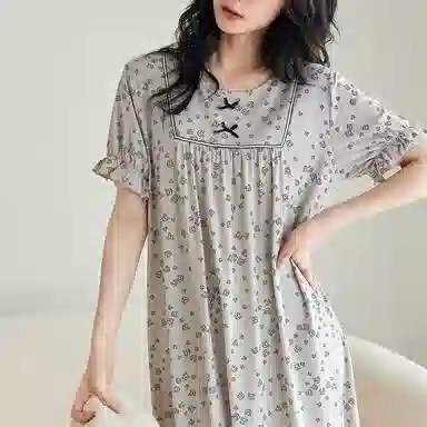 歌倩雅 甜美可爱公主风短袖长款睡裙 女款 图色