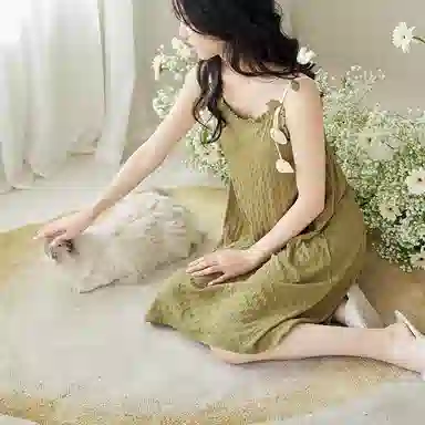 歌倩雅 薄款亲肤舒适无袖睡裙 女款 绿色