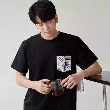 歌倩雅 圆领宽松上衣松紧腰短裤睡衣套装 男款 黑色