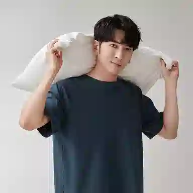 歌倩雅 圆领舒适短袖上衣松紧腰纯色短裤睡衣套装 男款 蓝色