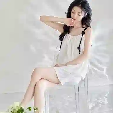 歌倩雅 甜美可爱无袖时尚薄款睡衣套装 女款 白色