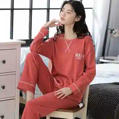 歌倩雅 甜美圆领套头休闲可外穿睡衣套装 女款 图色