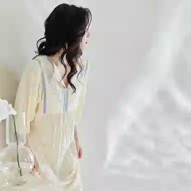 歌倩雅 简约亲肤舒适透气休闲可外穿五分袖睡裙 女款 杏色