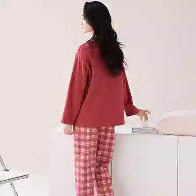 歌倩雅 自由舒展休闲长袖长裤睡衣套装 女款 图片色