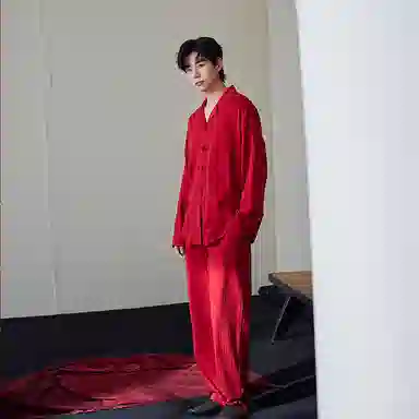 歌倩雅 中国风复古舒适休闲家居服睡衣礼盒 男款 红色