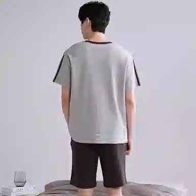 歌倩雅 薄款圆领套头短袖五分裤睡衣套装 男款 灰色