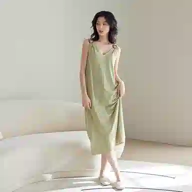 歌倩雅 薄款纯欲风吊带睡裙 女款 绿色