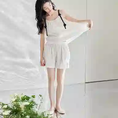 歌倩雅 甜美可爱无袖时尚薄款睡衣套装 女款 白色