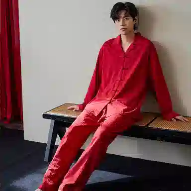 歌倩雅 中国风复古舒适休闲家居服睡衣礼盒 男款 红色