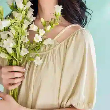 歌倩雅 夏季薄款短袖长款甜美睡衣裙睡裙 女款 杏色