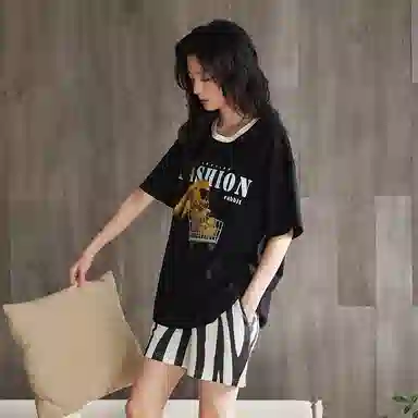 歌倩雅 夏季凉感纯棉自带胸垫睡衣套装 女款