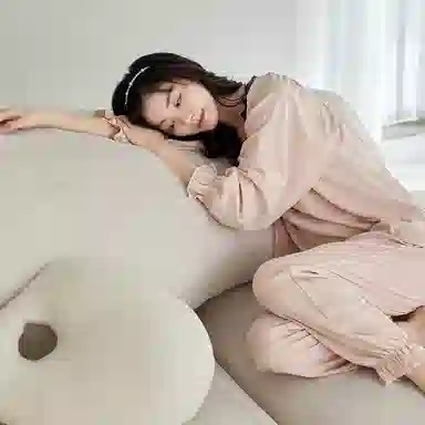 歌倩雅 纯色圆领设计气质时尚长袖上衣长裤睡衣套装 女款 粉红色