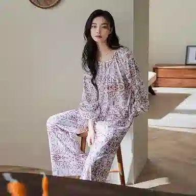 歌倩雅 时尚休闲简约家居服睡衣礼盒 女款 紫色