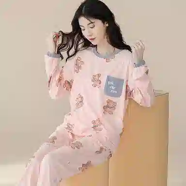 歌倩雅 卡通舒适透气高级感睡衣套装 女款 图色