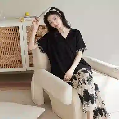 歌倩雅 时尚舒适休闲百搭睡衣套装 女款