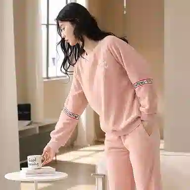 歌倩雅 保暖细密柔顺长袖长裤睡衣套装 女款 图片色