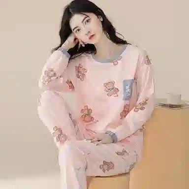 歌倩雅 卡通舒适透气高级感睡衣套装 女款 图色