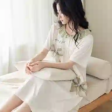 歌倩雅 凉感亲肤纯棉短袖睡裙 女款 白色
