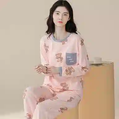 歌倩雅 卡通舒适透气高级感睡衣套装 女款 图色