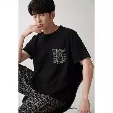 歌倩雅 简约圆领套头短袖短裤透气睡衣套装 男款