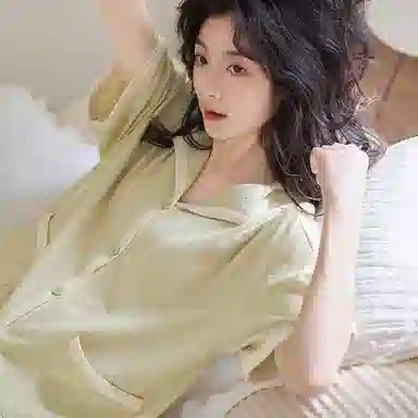 歌倩雅 简约柔软舒适短袖长裤可外穿睡衣套装 女款