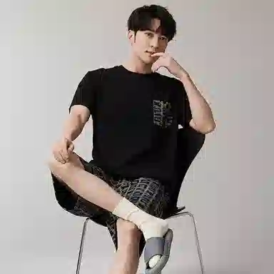 歌倩雅 简约圆领套头短袖短裤透气睡衣套装 男款