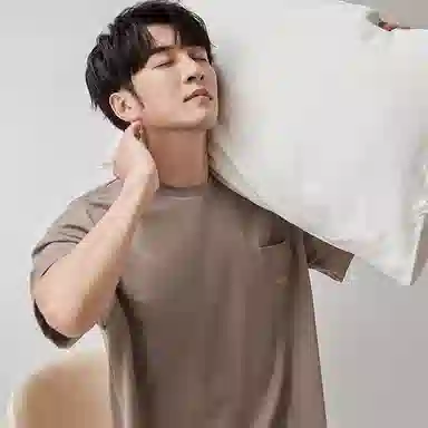 歌倩雅 休闲简约圆领短袖上衣格子五分短裤睡衣套装 男款 驼色