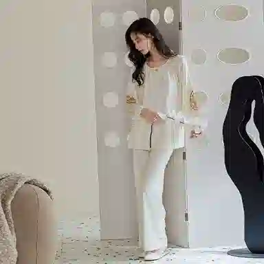 歌倩雅 纯棉长袖时尚高级感休闲家居服春秋款睡衣礼盒 女款 图色