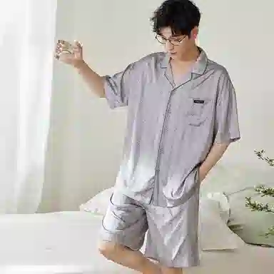 歌倩雅 凉感型薄款短袖高级感五分裤家居服夏季睡衣套装 男款 灰色