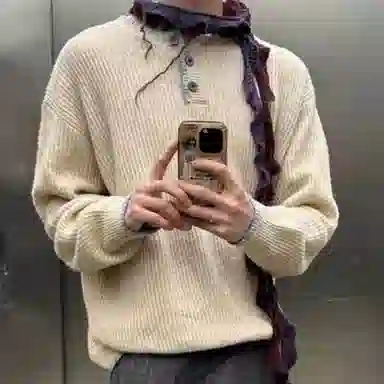 DEMAVIE Henry Collar Pullover