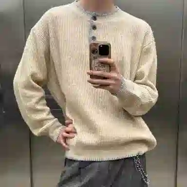 DEMAVIE Henry Collar Pullover