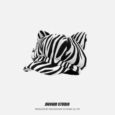 钓鱼熊 美式复古辣妹猫耳豹纹八角帽子春夏遮阳时尚个性百搭鸭舌帽 棉 贝雷帽 女款