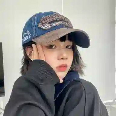 通勤必备神器 尚先生 美式复古牛仔拼接水洗做旧刺绣大头围显脸小遮阳帽 棉 聚酯纤维 鸭舌帽 男女同款情侣款