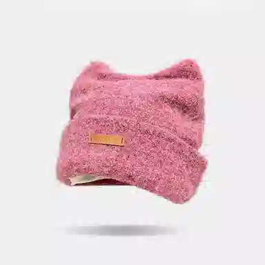 钓鱼熊 可爱猫耳朵包头冷帽宽松百搭显脸小保暖 羊毛混纺 绒线帽 男女同款情侣款