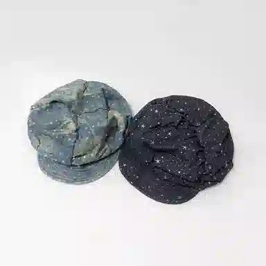 钓鱼熊 韩系做旧星星时尚薄款百搭大头围帽子 棉 贝雷帽 男女同款情侣款