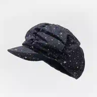 钓鱼熊 韩系做旧星星时尚薄款百搭大头围帽子 棉 贝雷帽 男女同款情侣款