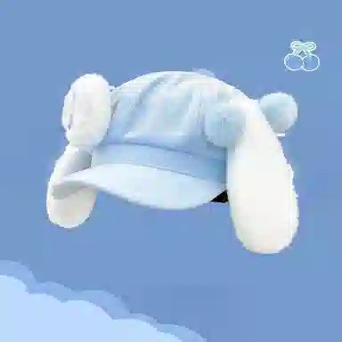 钓鱼熊 可爱卡通兔耳朵甜美百搭小众显脸小 毛绒 贝雷帽 男女同款情侣款