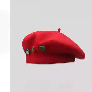 钓鱼熊 氛围感保暖画家艺保暖日系百搭显脸小 羊毛 贝雷帽 男女同款情侣款