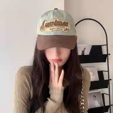 通勤必备神器 尚先生 美式复古牛仔拼接水洗做旧刺绣大头围显脸小遮阳帽 棉 聚酯纤维 鸭舌帽 男女同款情侣款