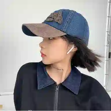 通勤必备神器 尚先生 美式复古牛仔拼接水洗做旧刺绣大头围显脸小遮阳帽 棉 聚酯纤维 鸭舌帽 男女同款情侣款