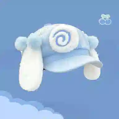 钓鱼熊 可爱卡通兔耳朵甜美百搭小众显脸小 毛绒 贝雷帽 男女同款情侣款