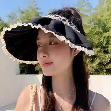 钓鱼熊 日系豹纹空顶帽户外运动遮阳帽夏季可折叠太阳帽无顶贝壳帽 聚酯纤维 防晒帽 男女同款情侣款