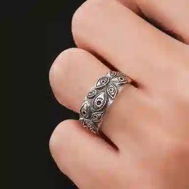 OWNREWARDS Demon Eye Silver Ring
