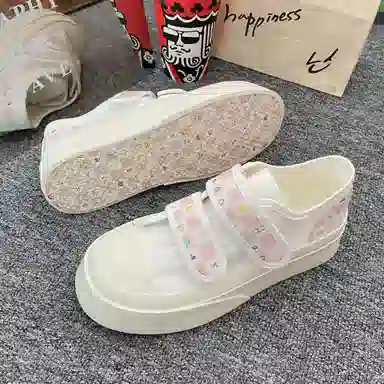 日系复古可爱格子休闲厚底时尚 低帮 帆布鞋 女款