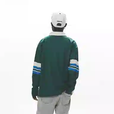 UNTILWERICH Patchwork Long Sleeve Polo Green