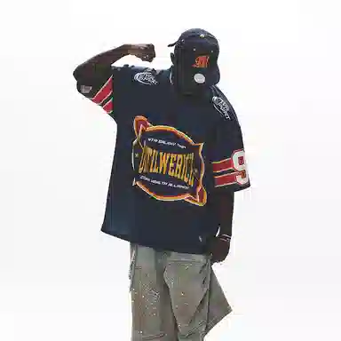 UNTILWERICH Retro Logo Quick-Dry T-Shirt Navy